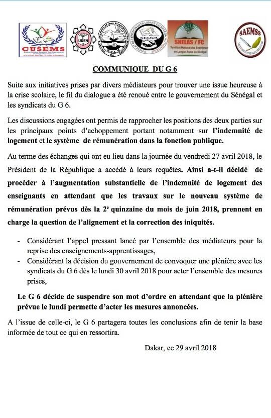 Urgent : Les Enseignants suspendent leur mot d'ordre de grève